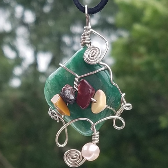 InspiredJenstones Jewelry - 🌻 NEW! Boho Aventurine & Jadper Crystal Pendant